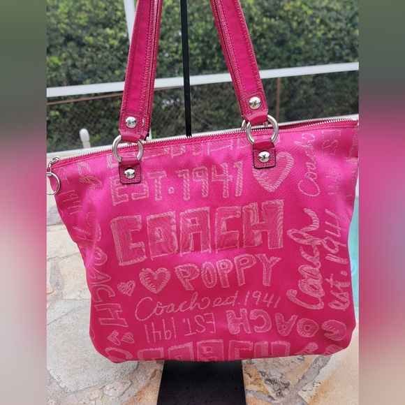 Coach Poppy Storypatch Hot Pink Glam Limited Edition Tote - Picture 7 of 15